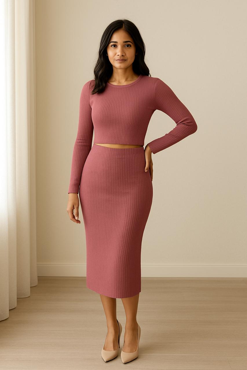 Ribbed Knit Two-piece Co-ord Set