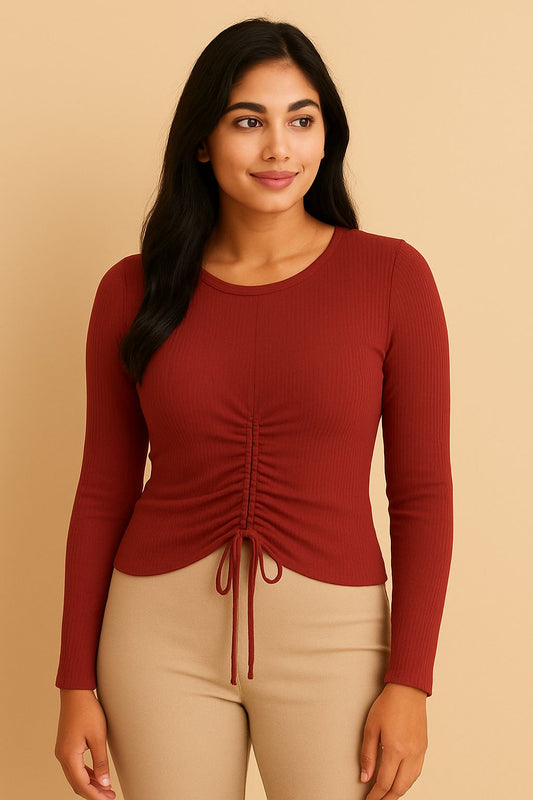 Long-sleeve Ruched Top