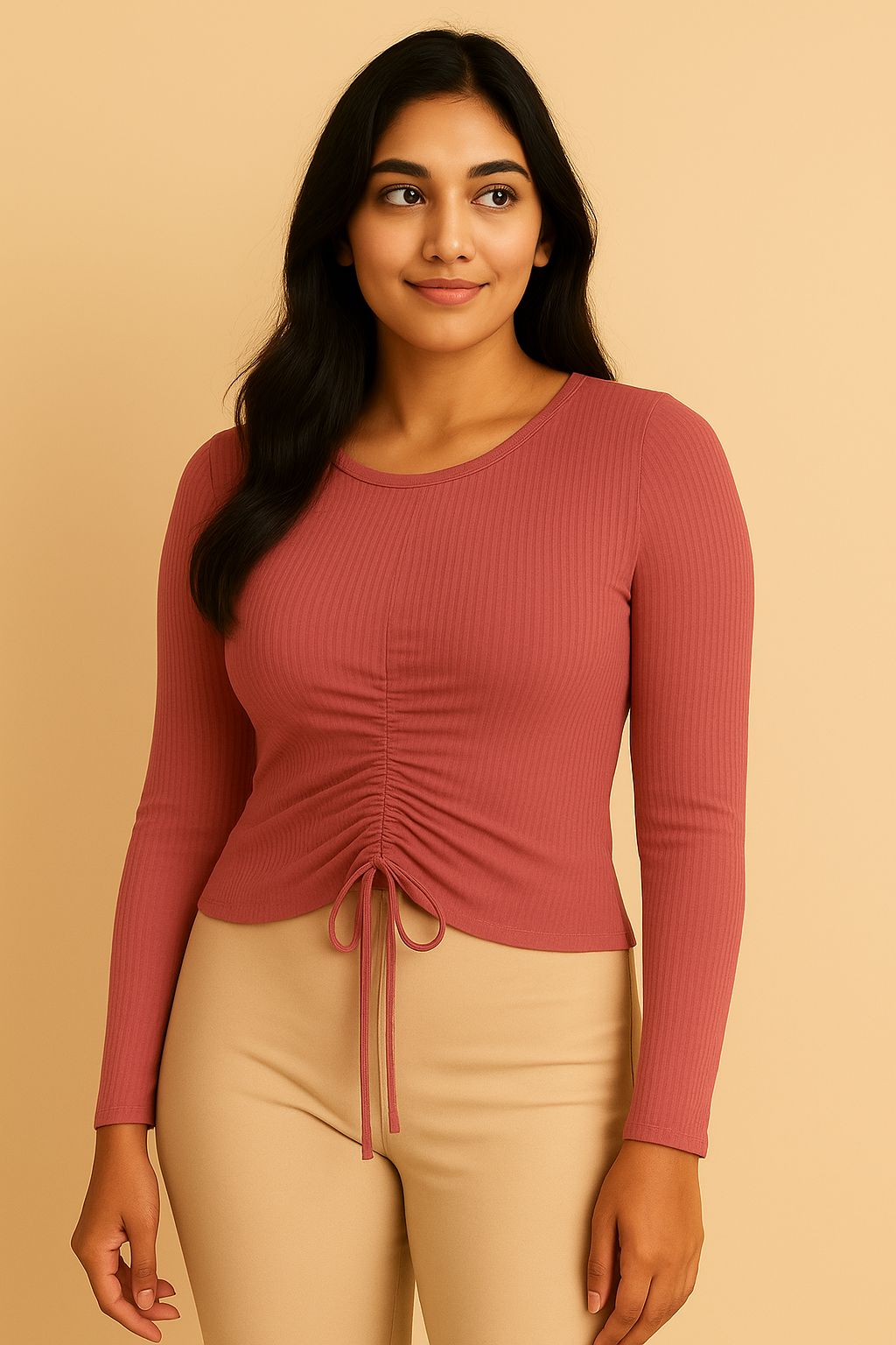 Long-sleeve Ruched Top