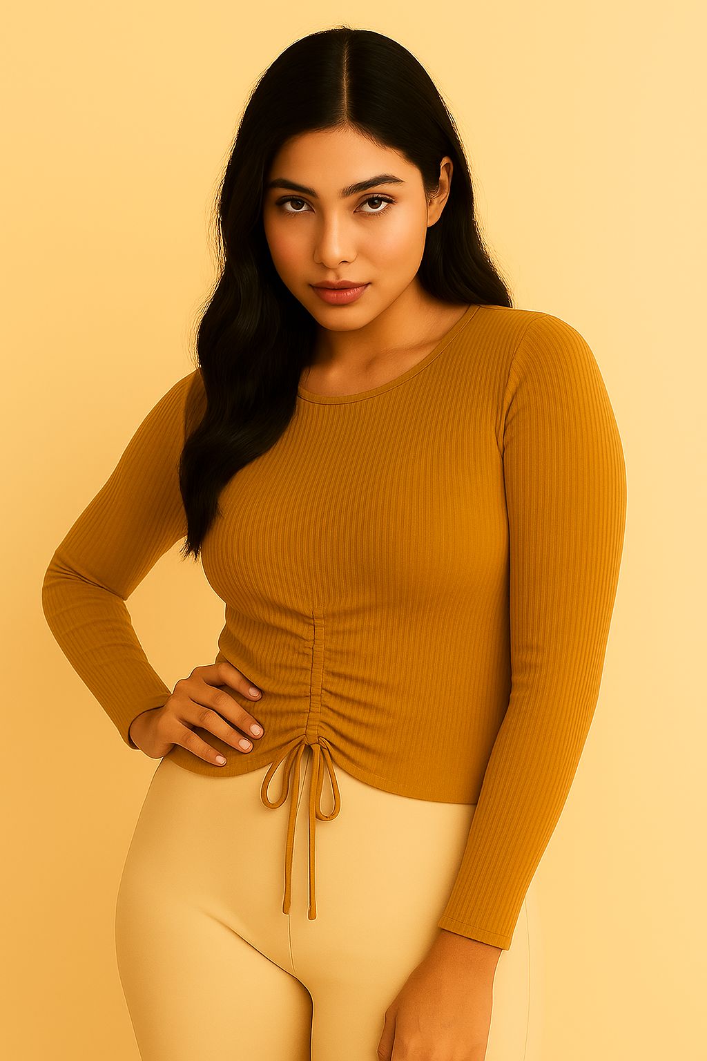 Long-sleeve Ruched Top