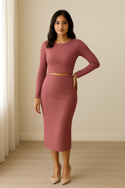 Ribbed Knit Two-piece Co-ord Set
