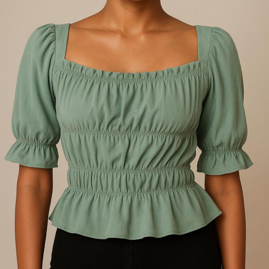 Smocked Peplum Top