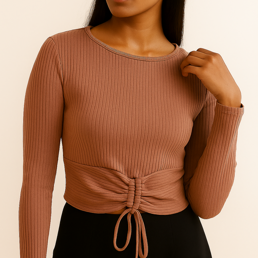 Long-sleeve Ruched Top